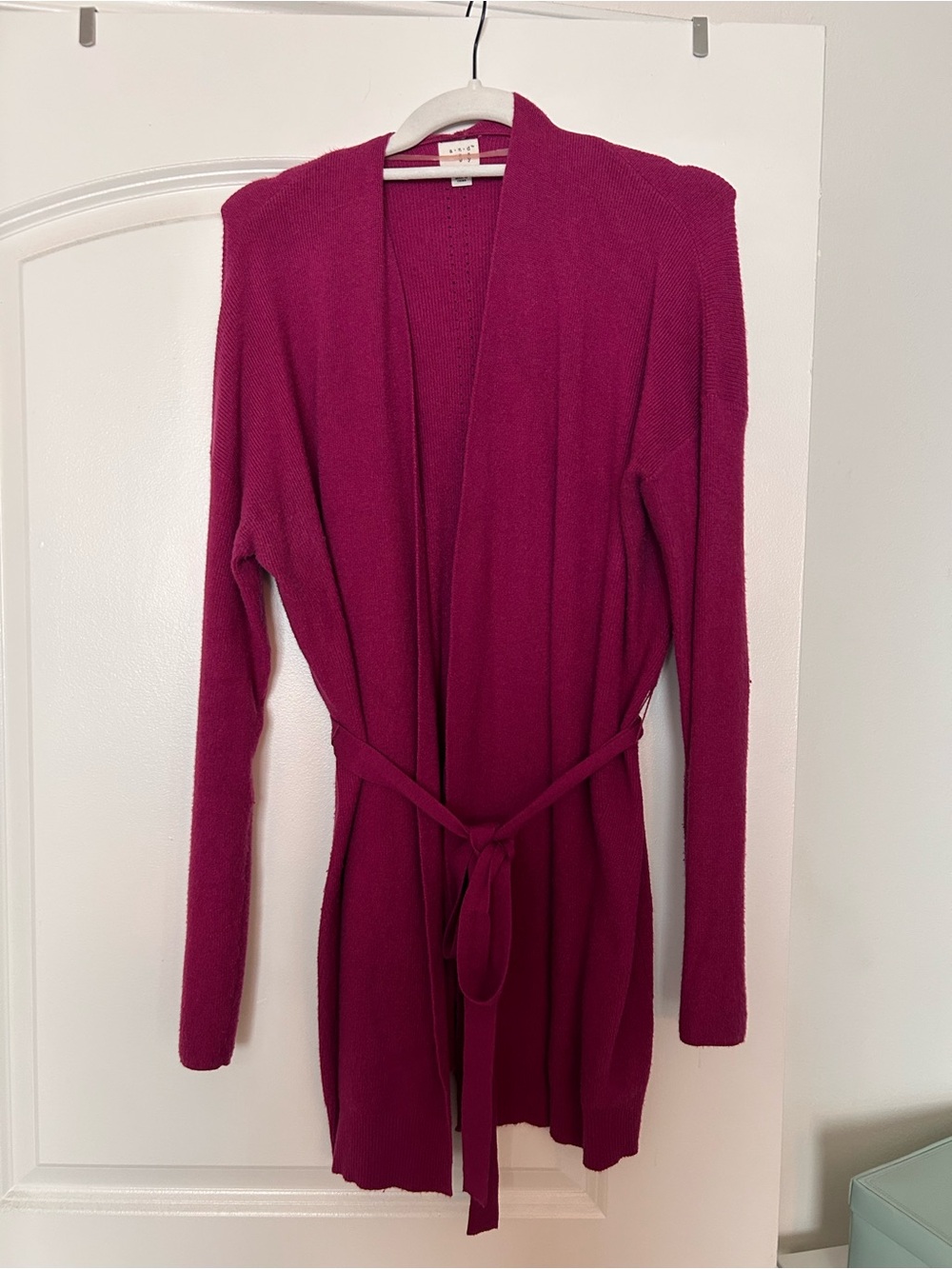 a new day Magenta Open-Front Belted Cardigan